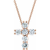 14K Rose 1/4 CTW Natural Diamond Cross 18" Necklace